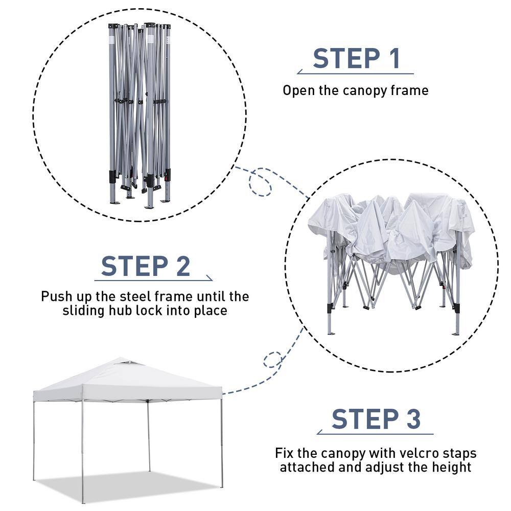 OVASTLKUY 10 ft. x 10 ft. White Patio Canopy Tent Pop Up Gazebo HD-GZ043WH