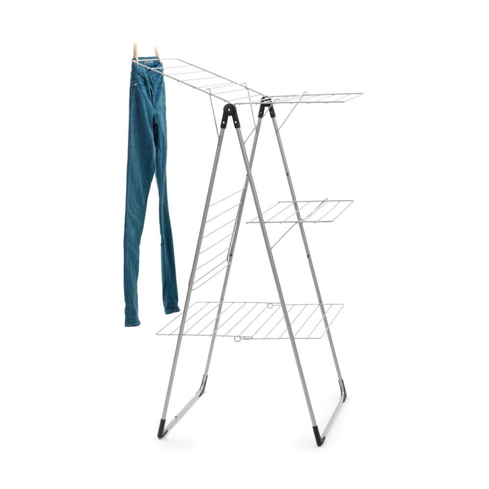 Brabantia 76 ft. (23m) W 33.5 in. x H 51.6 in. Tower Clothes Drying Rack in Metallic Gray 476648