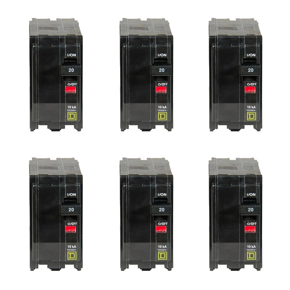 Square D QO 20 Amp 2-Pole Circuit Breaker (6-pack) QO220CP6
