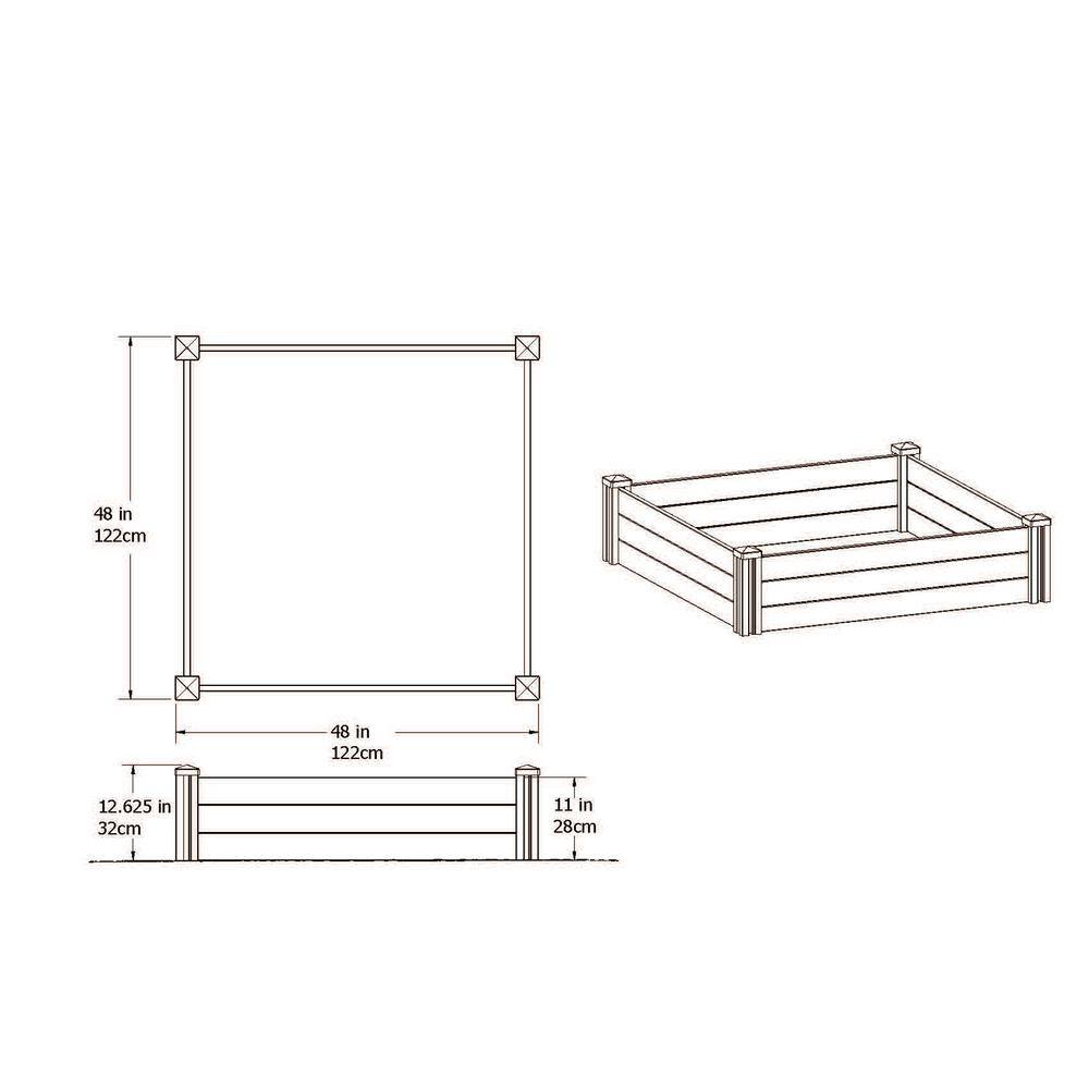 VITA Classic 48"L x 48"W x 11"H Vinyl Raised Garden Bed, White, VT17108 VT17108