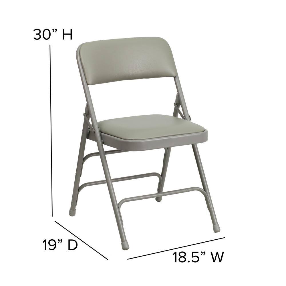 Carnegy Avenue Gray Vinyl/Gray Frame Metal Folding Chair (4-Pack) CGA-HF-5861-GR-HD