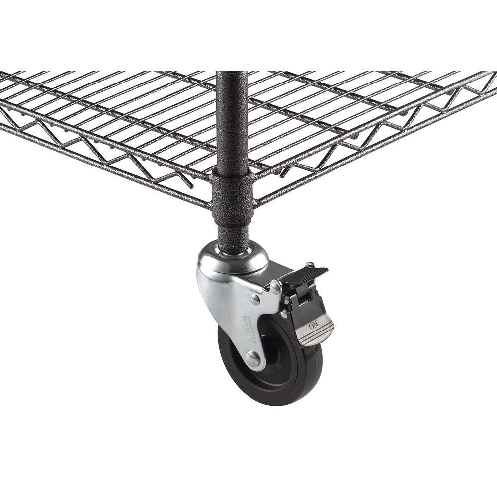 TRINITY PRO Black 4-Tier Rolling Steel Wire Garage Storage Shelving Unit (48 in. W x 77 in. H x 24 in. D) TBFPBA-0925