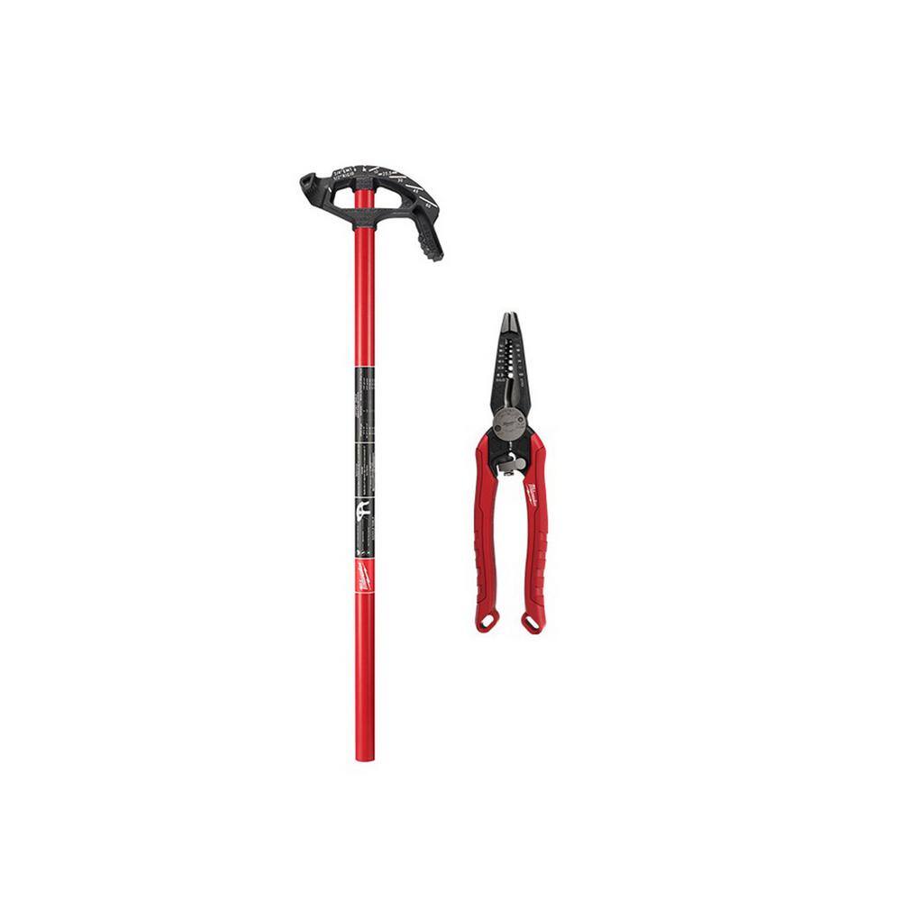 Milwaukee 3/4 in. Iron Conduit Bender and Handle and 9 in. 7-in-1 Combination Wire Strippers Pliers 48-22-4081-48-22-3078