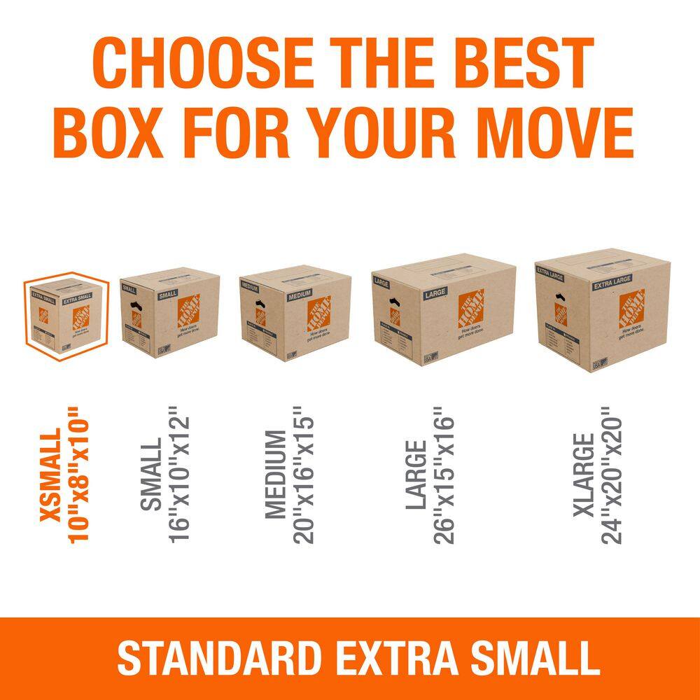 The Home Depot 10 in. L x 8 in. W x 10 in. D Extra Small Moving Box (50-Pack) XSB50