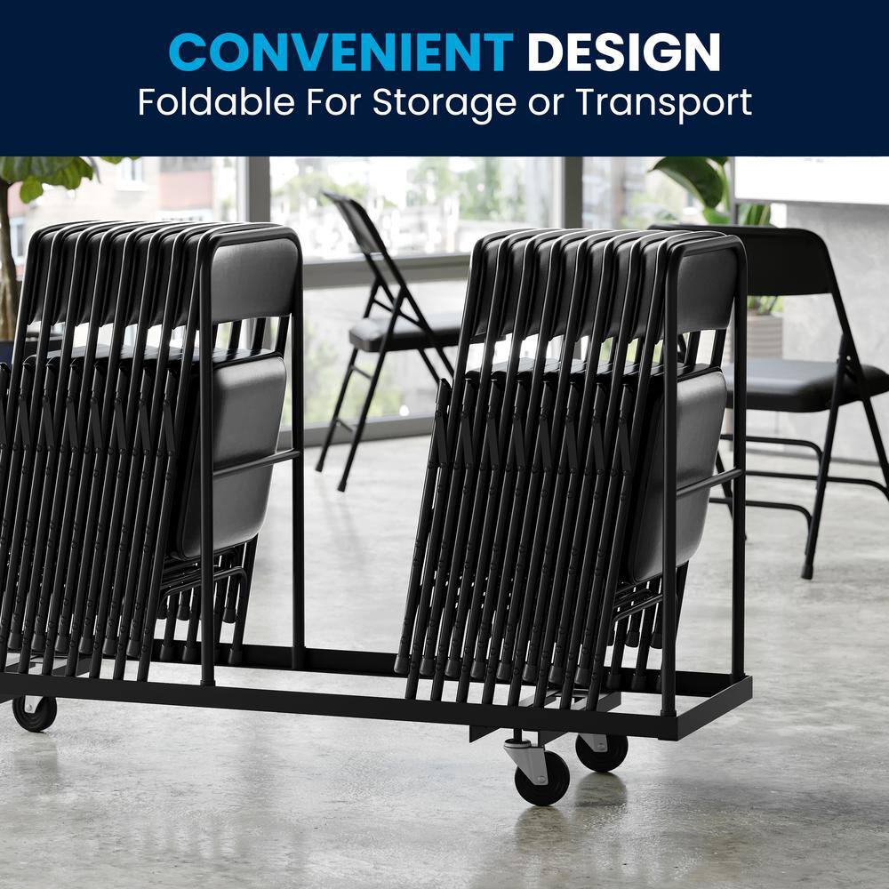 Carnegy Avenue Black Vinyl/Black Frame Metal Folding Chair (4-Pack) CGA-HF-15293-BL-HD