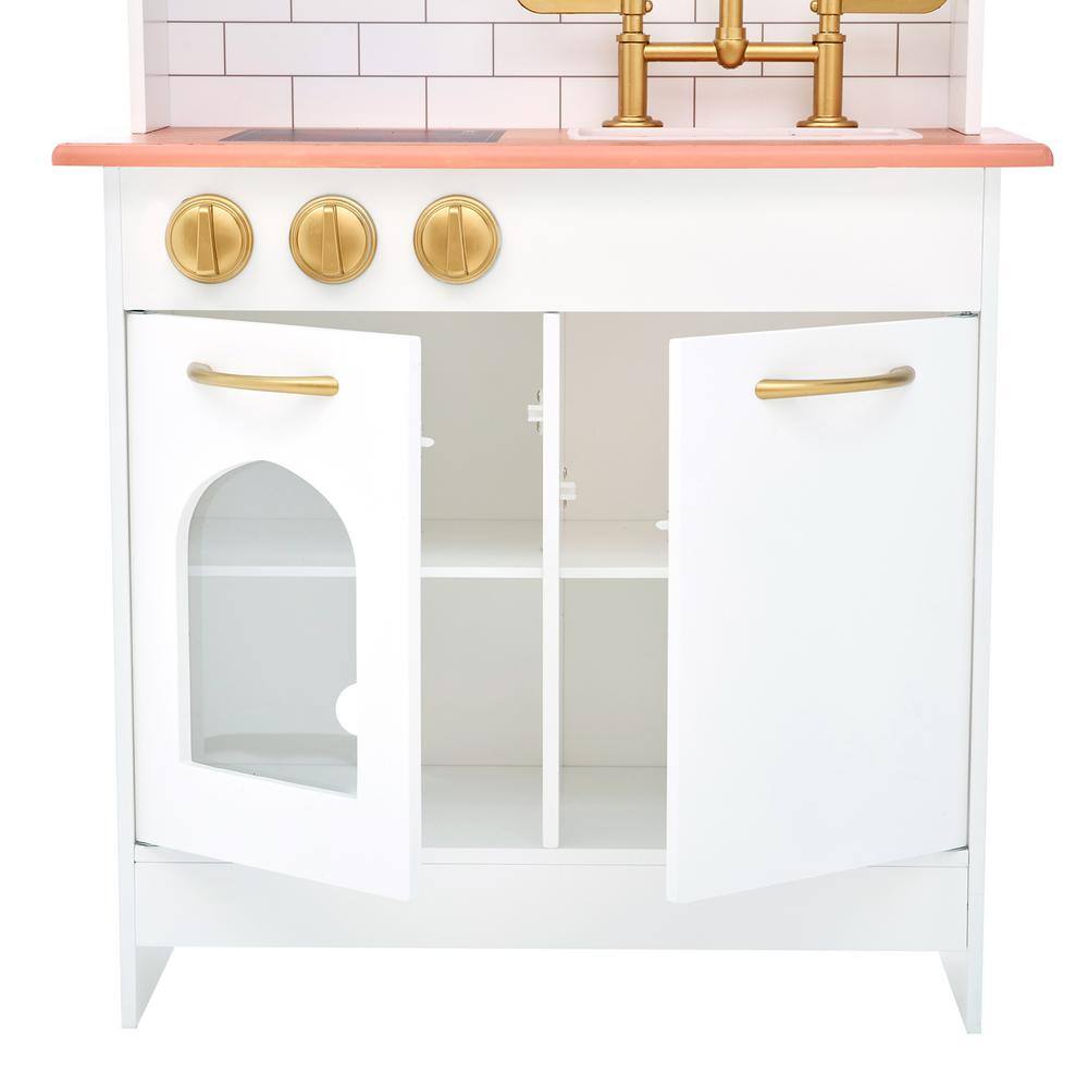 Teamson Kids Little Chef Boston Modern Play Kitchen in White/Wood TD-12679C