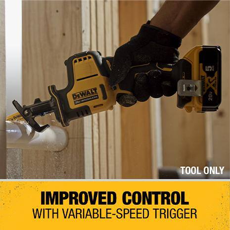 DEWALT ATOMIC 20V MAX Cordless Brushless Compact Reciprocating Saw, (1) 20V 6.0Ah and (1) 20V 4.0Ah Batteries, and Charger DCS369BWCB2460C