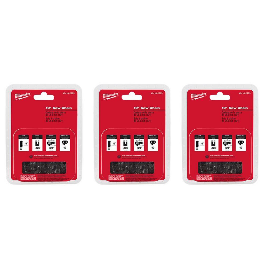 Milwaukee 10 in. Saw Chain (3-Pack) 49-16-2723-49-16-2723-49-16-2723