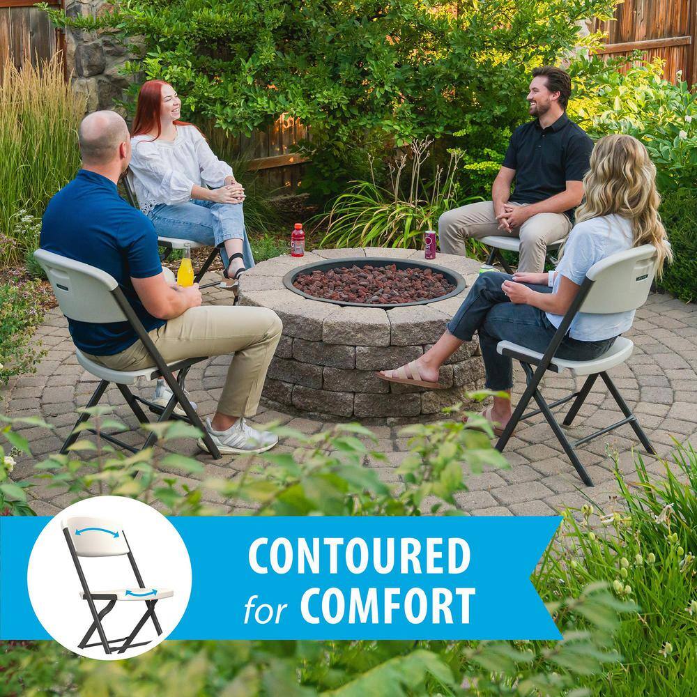 Lifetime Almond Resin Contoured Seat Commercial Grade Office Folding Chair (Set of 4) 81157