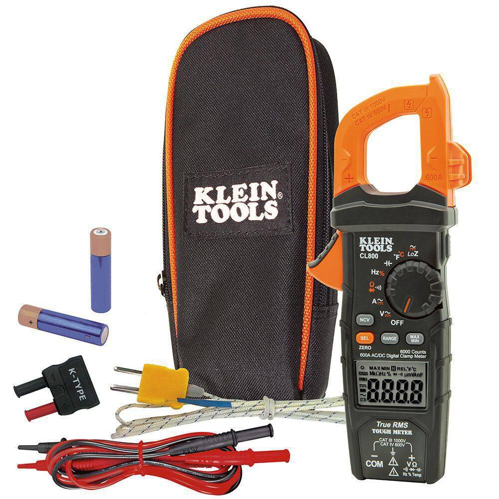 Klein Tools 600 Amp AC/DC True RMS Auto Ranging Digital Clamp Meter (CL800) CL800