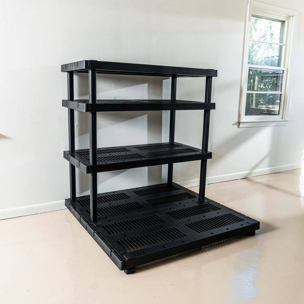 HDX 5 Tier Plastic Adjustable Garage Storage Shelving Unit in Black (48 in. W x 75 in. H x 20 in. D) 999-9320BB5