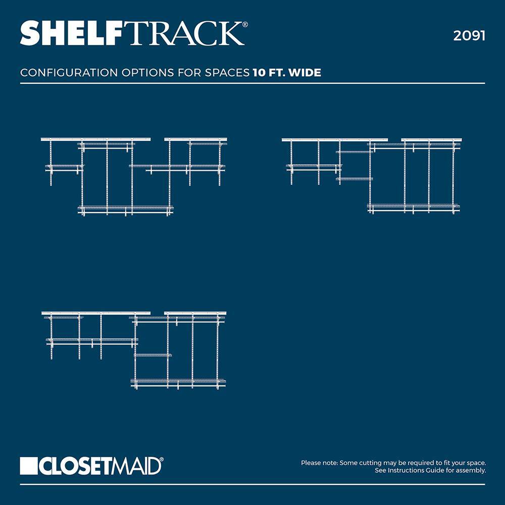 ClosetMaid ShelfTrack 120.5 in. W White Reach-In Wall Mount 5-Shelf Wire Closet System Organizer Kit 2091