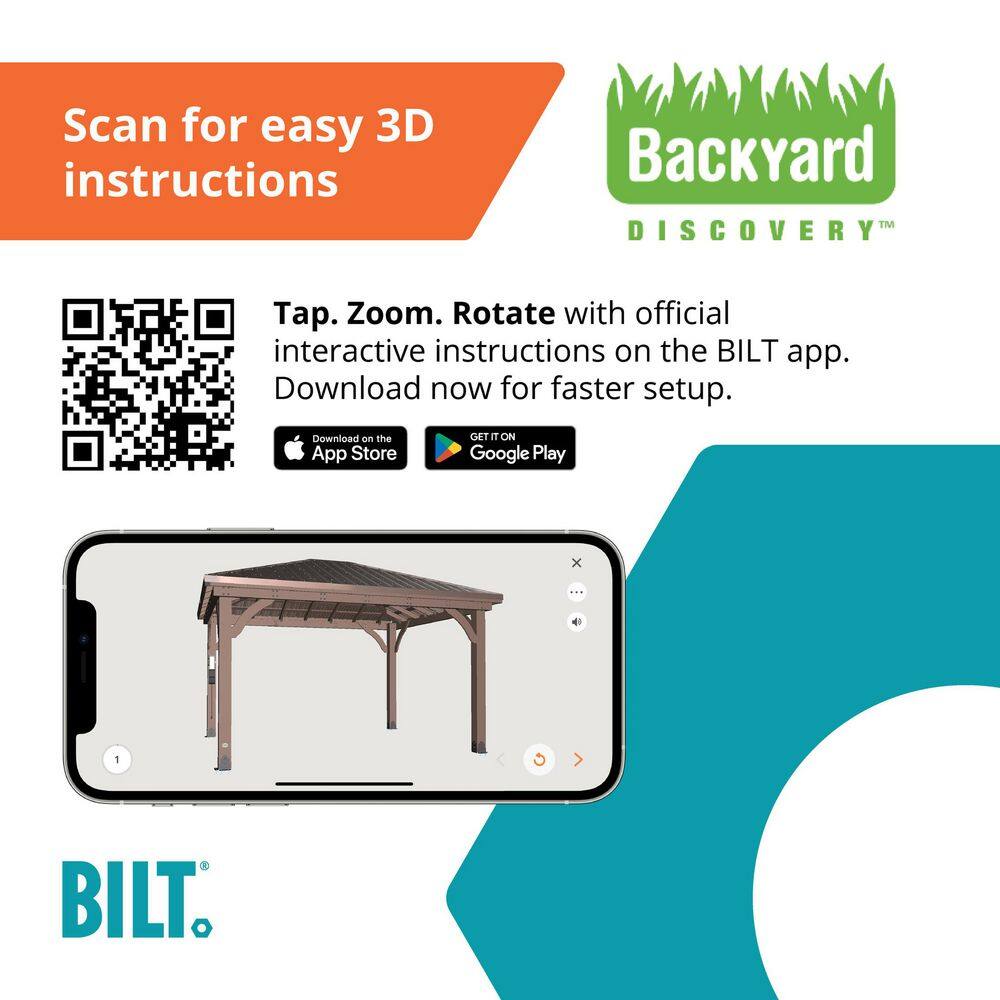 Backyard Discovery Barrington 14 ft. x 12 ft. All Cedar Wood Outdoor Gazebo Structure w/ Hard Top Steel Metal Hip Roof and Electric, Brown 2206045COM