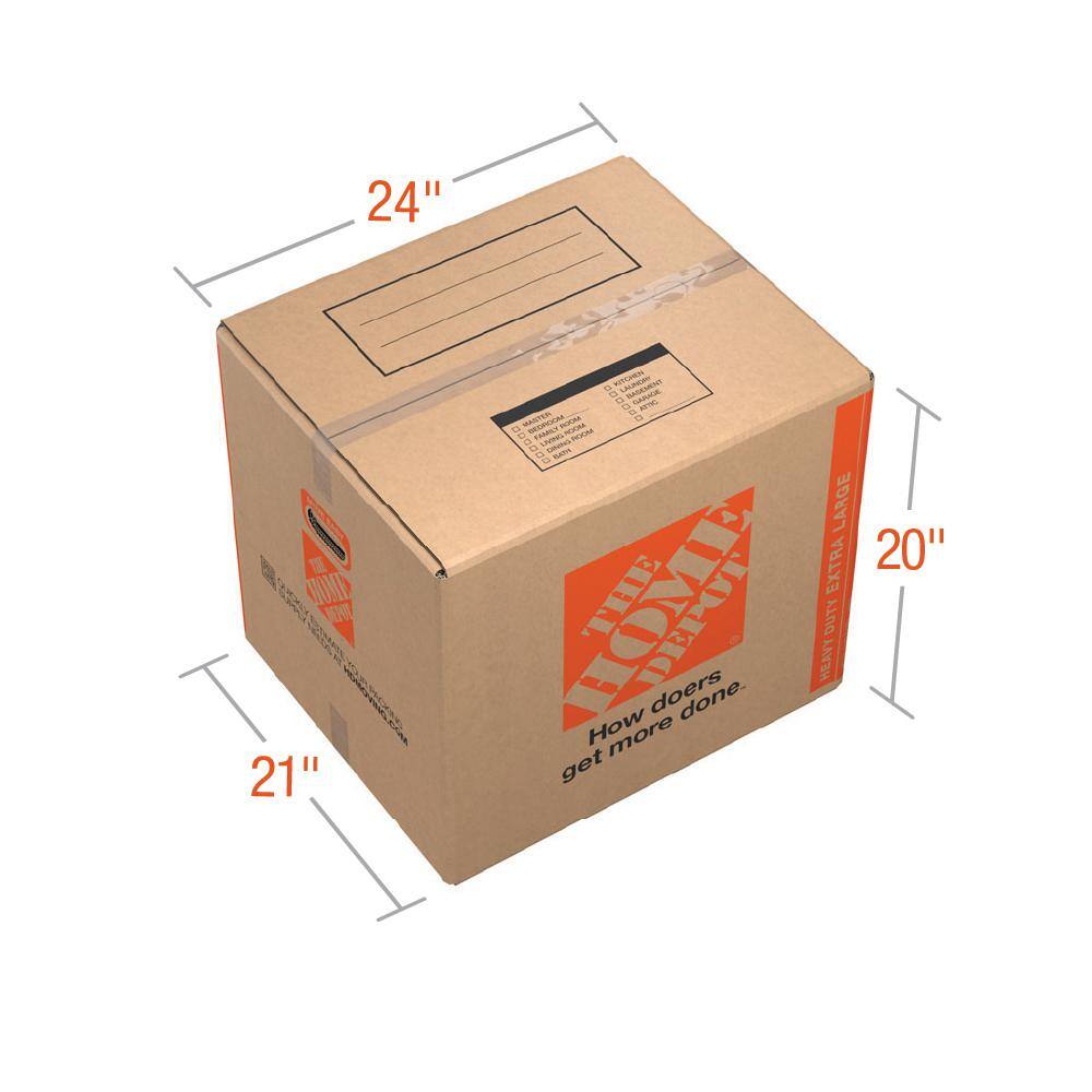 The Home Depot 24 in. L x 20 in. W x 20 in. D Heavy-Duty Extra-Large Moving Shipping and Packing Box with Handles (90-Pack) HDXLBOX90