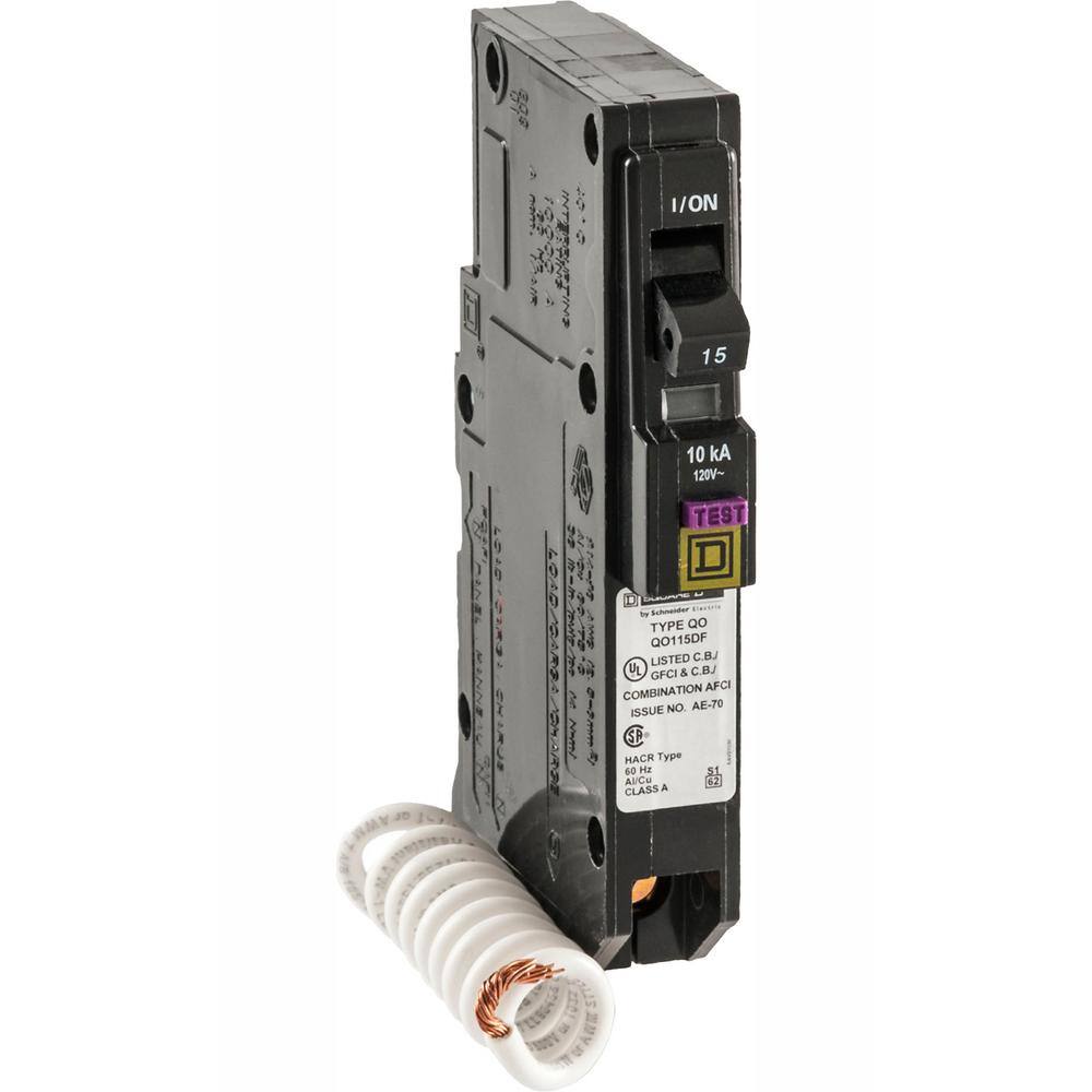 Square D QO 15 Amp Single-Pole Dual Function (CAFCI and GFCI) Circuit Breaker QO115DFC