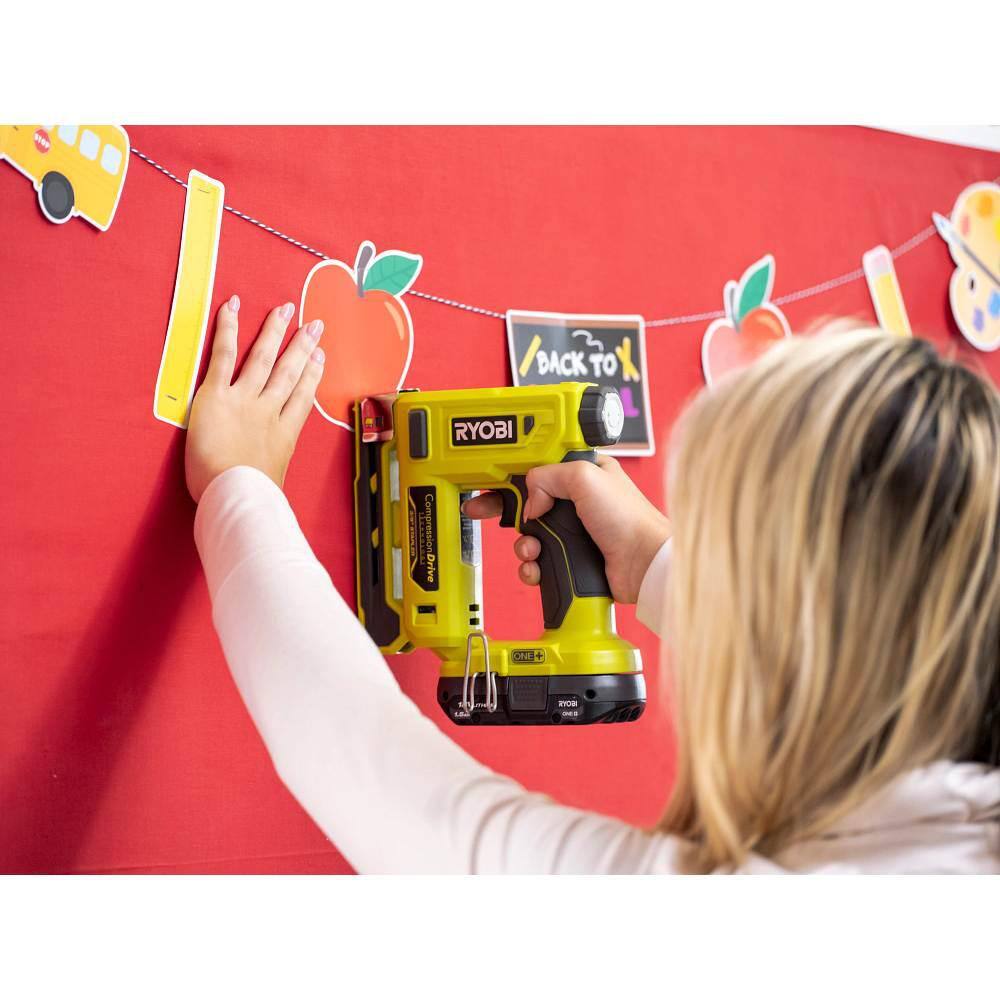 RYOBI ONE+ 18V Compression Drive Cordless 3/8 in. Crown Stapler P317