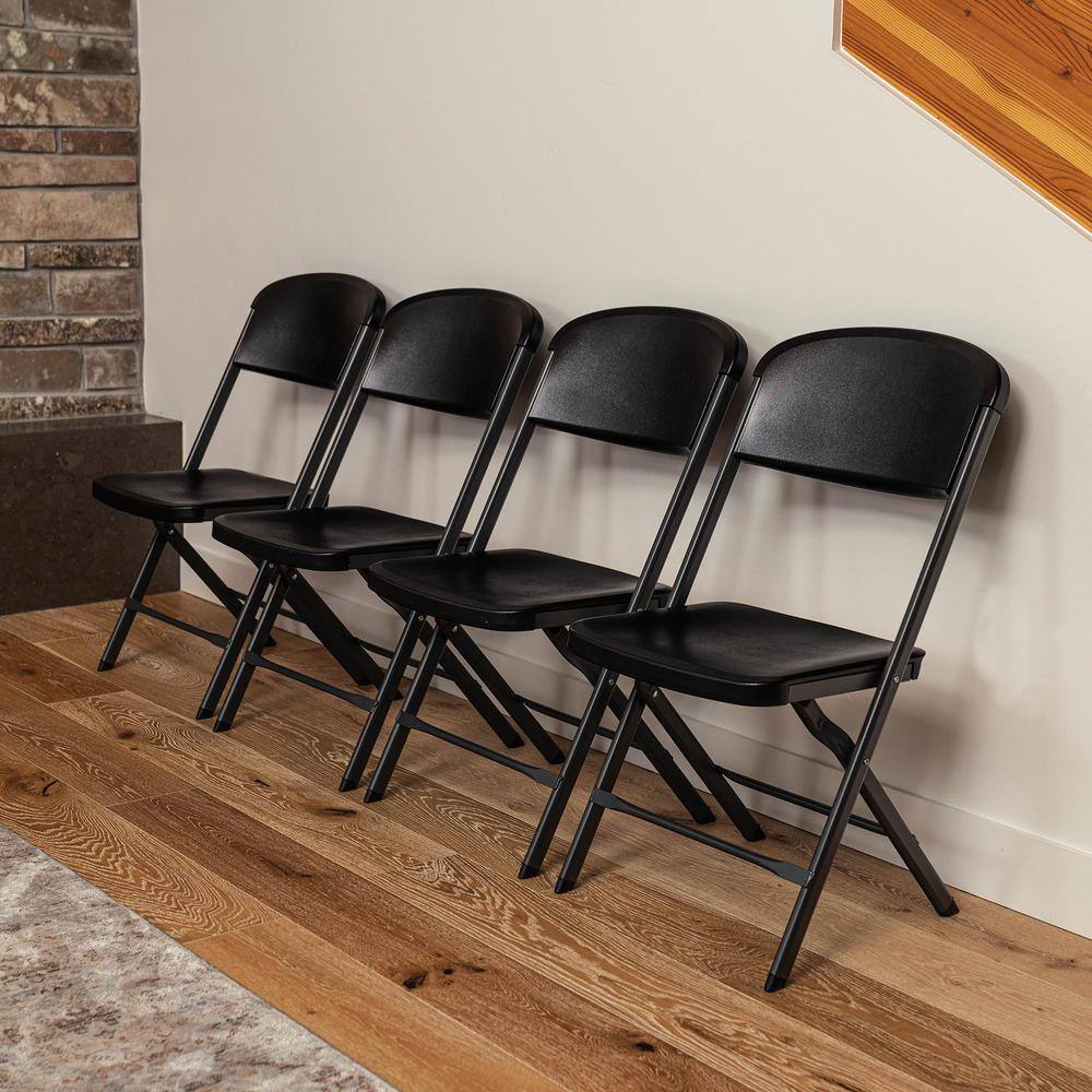 Lifetime Black Resin Contoured Seat Commerical Grade Office Folding Chair (Set of 4) 81159