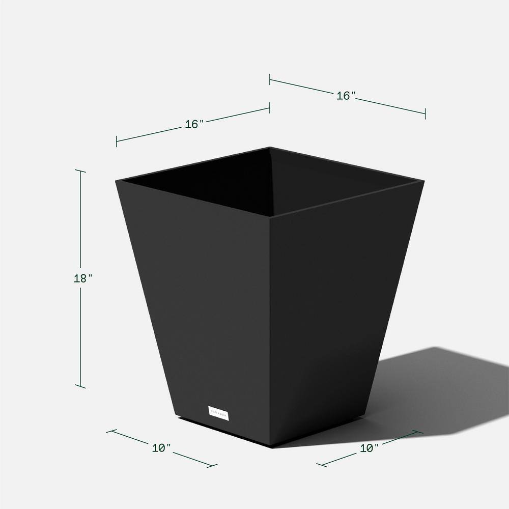 Veradek Nobleton Large Black Plastic Tapered Planter with Drainage Holes (16 in. L x 16 in. W x 18 in. H) NBV18B