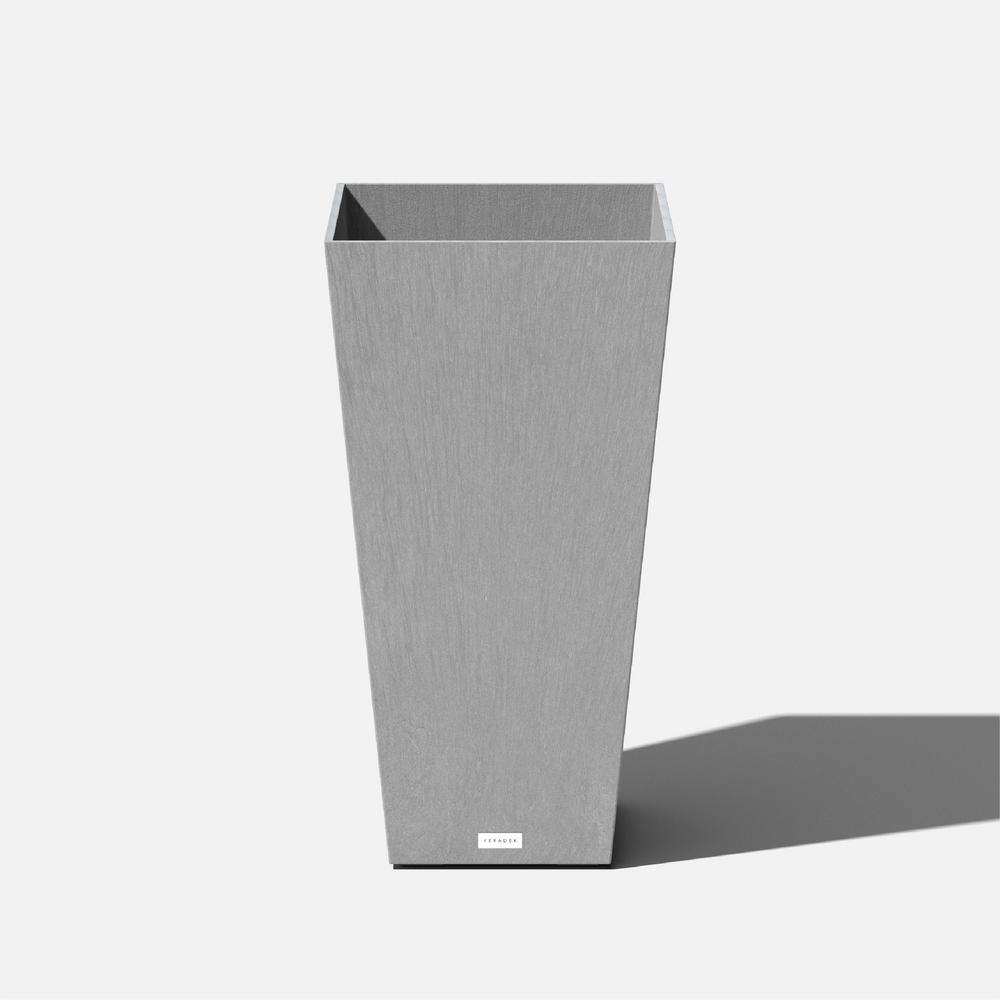 Veradek Midland Medium Gray Plastic Tapered Planter with Drainage Hole and Removable Plug (15.25 in. L x 15.25 in. W x 30 in. H) MV32C