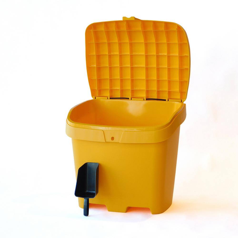 FCMP Outdoor 4.2 cu. ft. Outdoor Salt, Sand and Storage Bin with Scoop in Yellow SB4000INJ-YEL