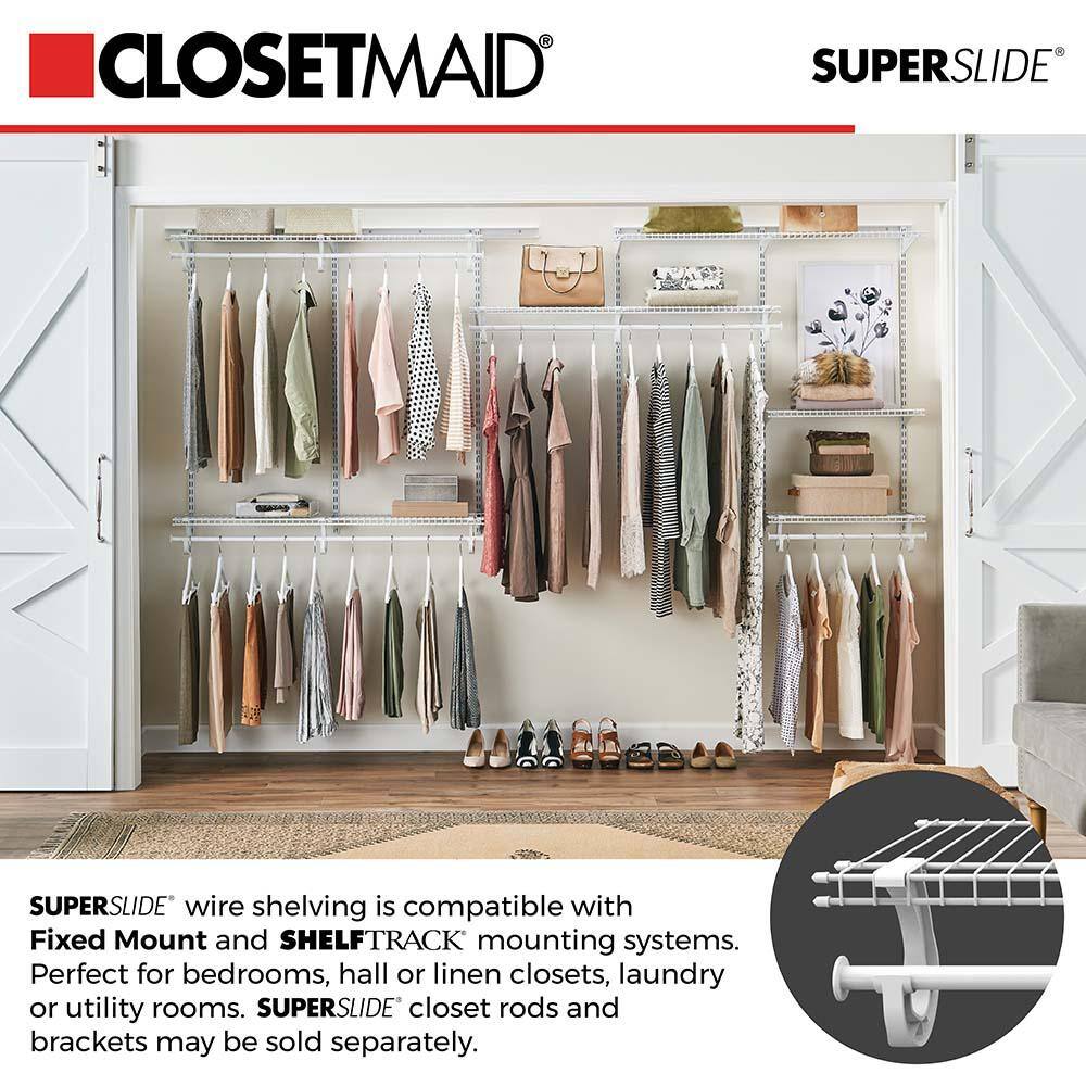 ClosetMaid ShelfTrack 120.5 in. W White Reach-In Wall Mount 5-Shelf Wire Closet System Organizer Kit 2091
