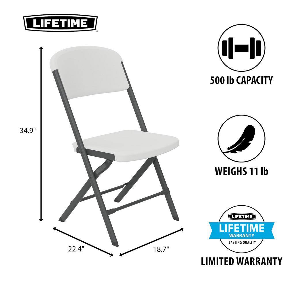 Lifetime White Granite Resin Contoured Seat Commercial Grade Office Folding Chair (Set of 4) 81158