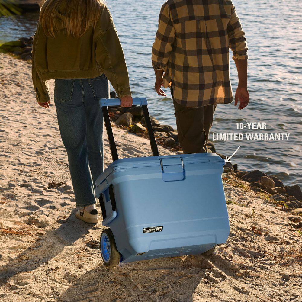 Coleman Pro 55 qt. Premium Wheeled Hard Cooler in Blue Sky 2214140