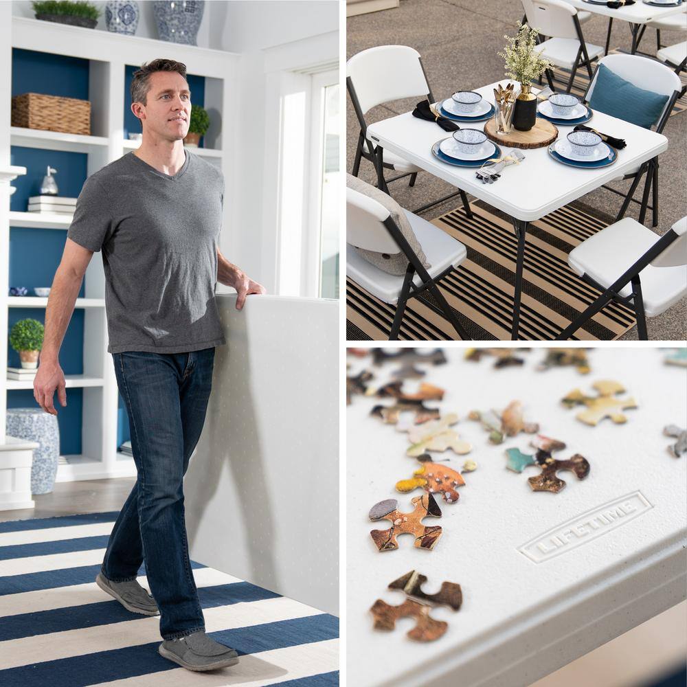 Lifetime 37 in. Commercial White Granite Square Resin Table 80783