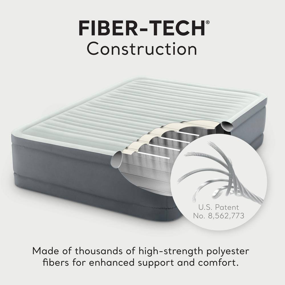 Intex Full PremAire I Fiber-Tech Elevated Air Mattress Bed with Built-In Pump 64903ED