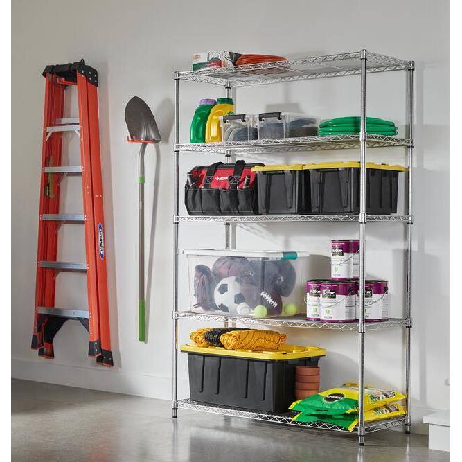 HDX 5-Tier Commercial Grade Heavy Duty Steel Wire Shelving Unit in ChromeMax (60 in. W x 72 in. H x 18 in. D) HD186072-5RCCPS