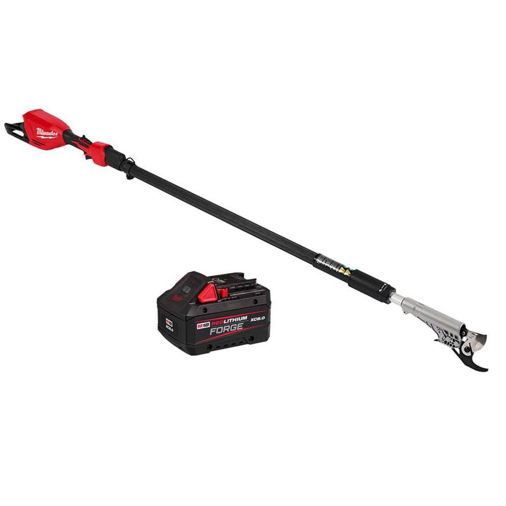 Milwaukee M18 Brushless 18-Volt Cordless Battery Powered Telescoping Pole Pruning Shears w/M18 FORGE XC 8.0 Ah Battery 3008-20-48-11-1881