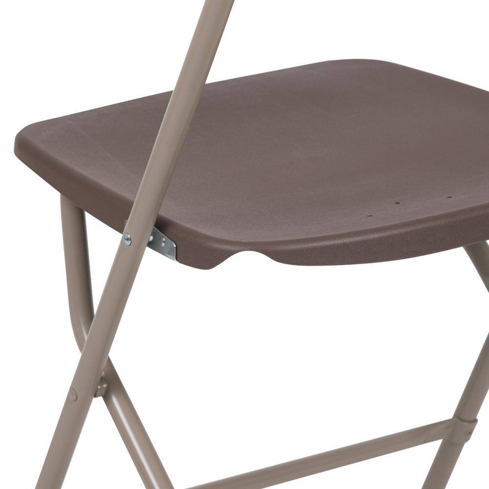 Carnegy Avenue Brown Plastic Seat with Metal Frame Folding Chair (Set of 2) CGA-LE-274399-BR-HD