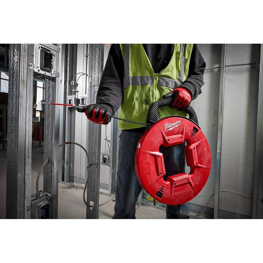Milwaukee 200 ft. x 17 in. Polyester Fish Tape with Flexible Metal Leader and Rasping Jab Saw 48-22-4197-48-22-0104
