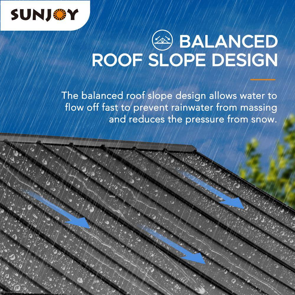 Sunjoy 11 ft. x 13 ft. Cedar Framed Gazebo with Matte-Black Steel Gable Hard Top Roof A102008001