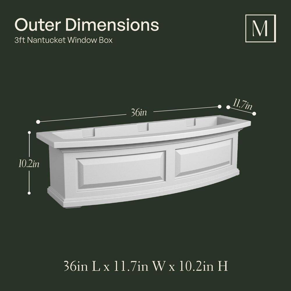 Mayne Nantucket 36 in. x 11.5 in. Self-Watering Espresso Polyethylene Window Box 4830-ES