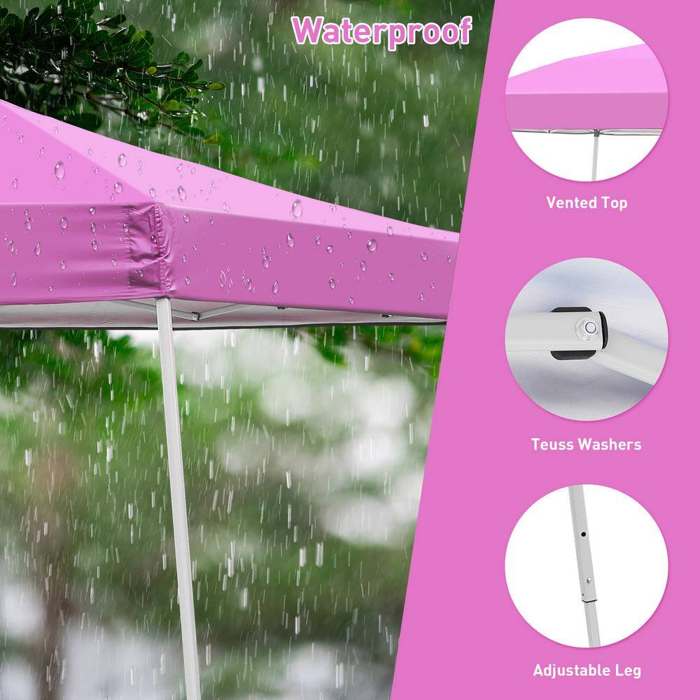 OVASTLKUY 10 ft. x 10 ft. Pink Outdoor Patio Pop Up Canopy Tent G040PI-P