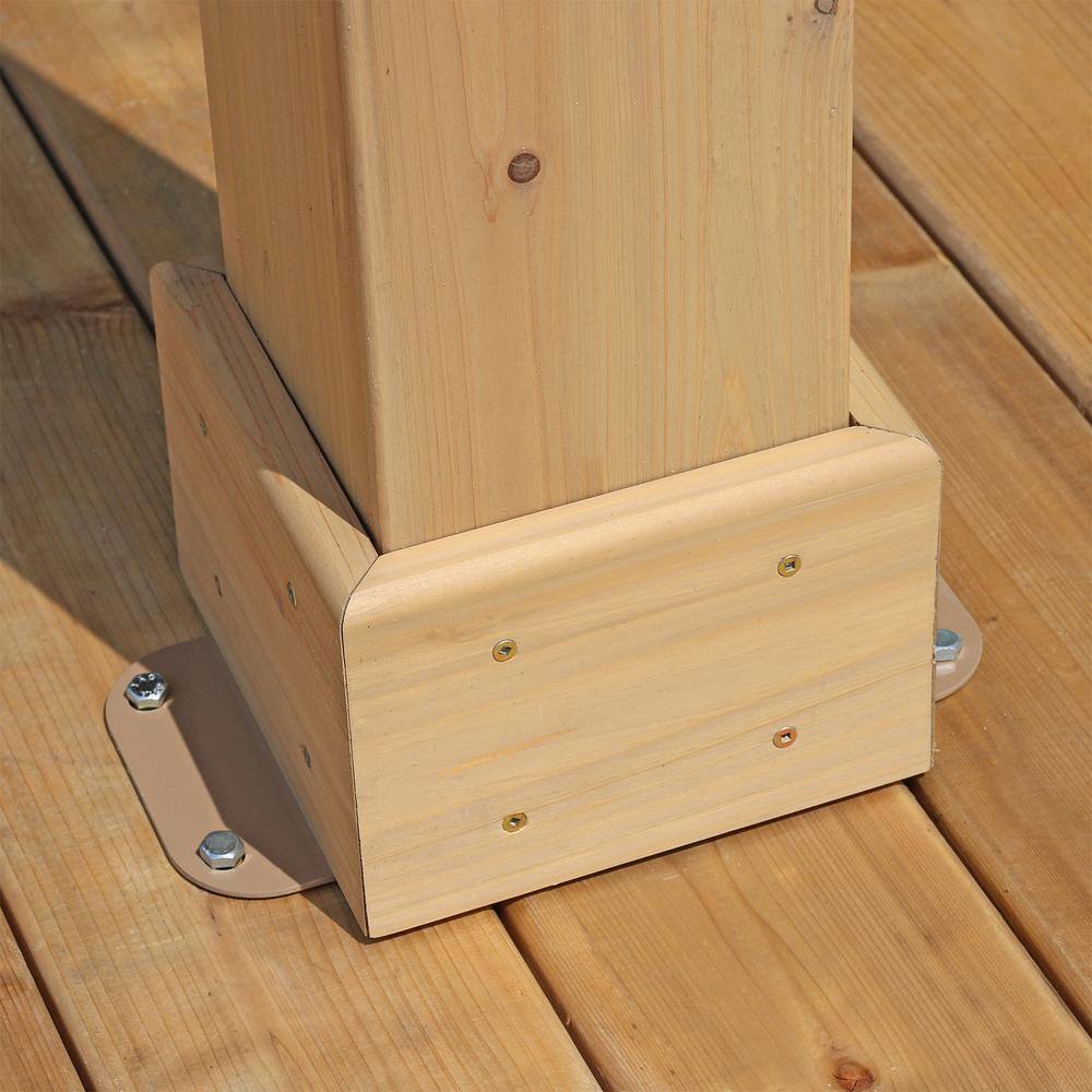 Yardistry Professionally Assembled Meridian 12 ft. x 12 ft. Premium Cedar Outdoor Patio Shade Gazebo with Brown Aluminum Roof 64003-2