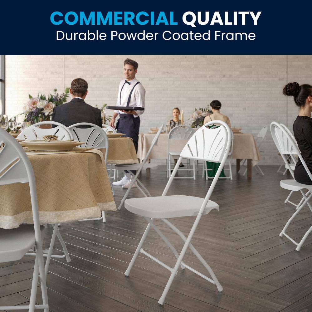 Carnegy Avenue White Metal Folding Chair (Set of 8) CGA-Y-14195-WH-HD