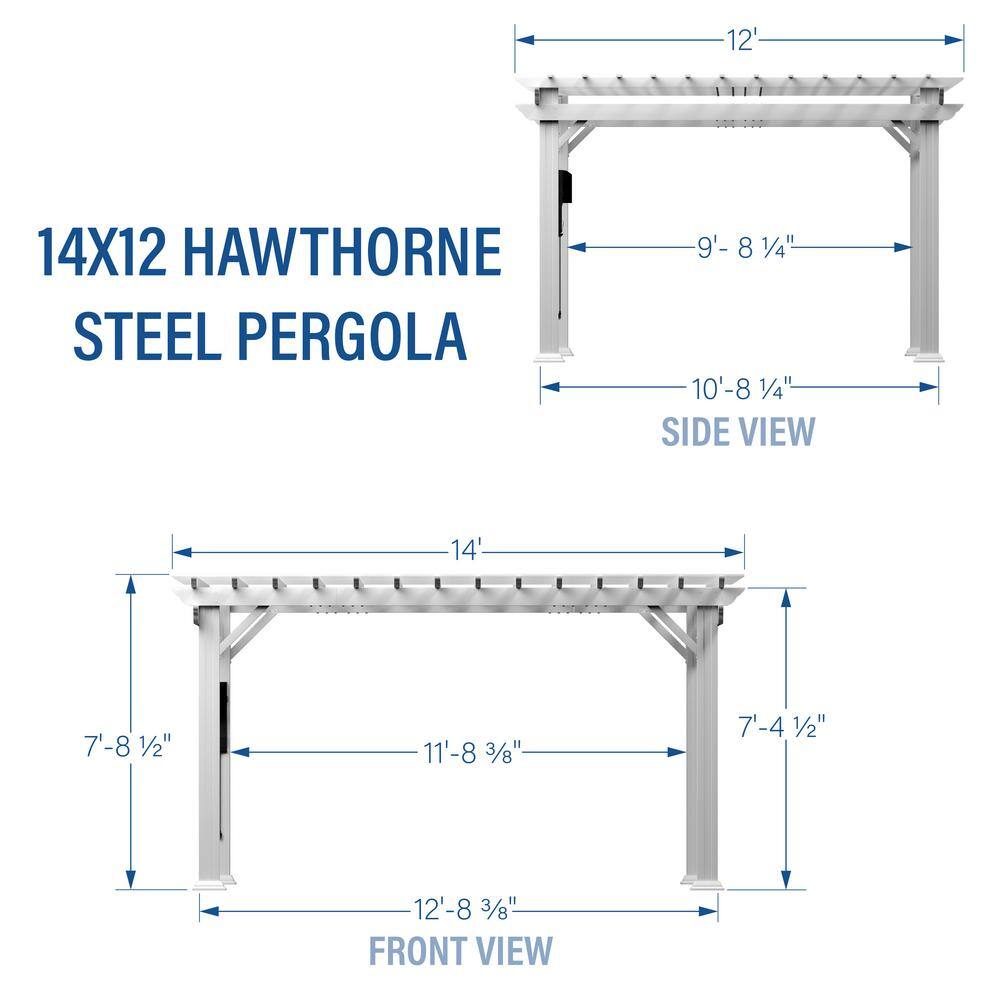 Backyard Discovery Hawthorne 12 ft. x 14 ft. White Steel Traditional Pergola with Sail Shade Soft Canopy 2105553BCOM