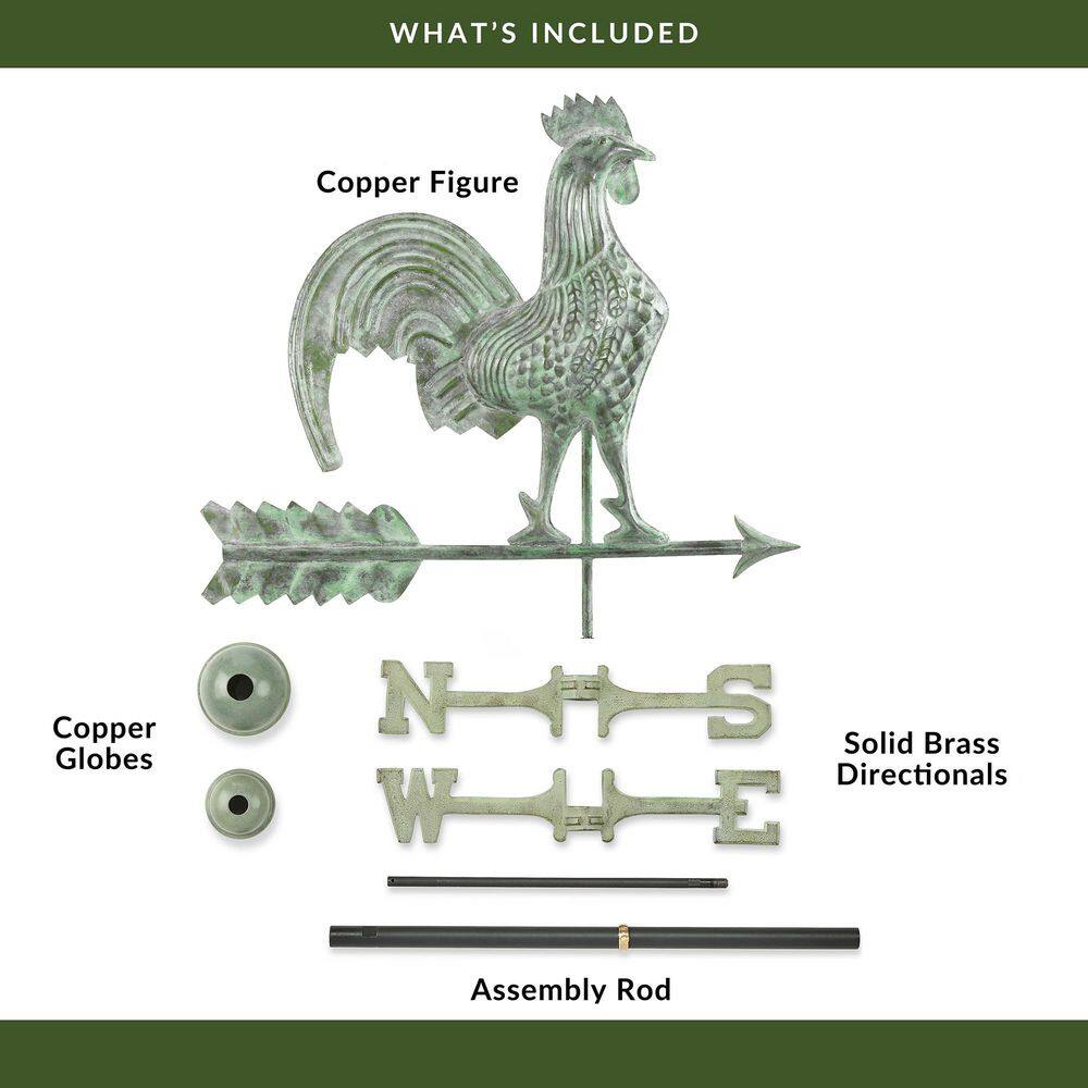 Good Directions Rooster Weathervane - Blue Verde Copper 501V1