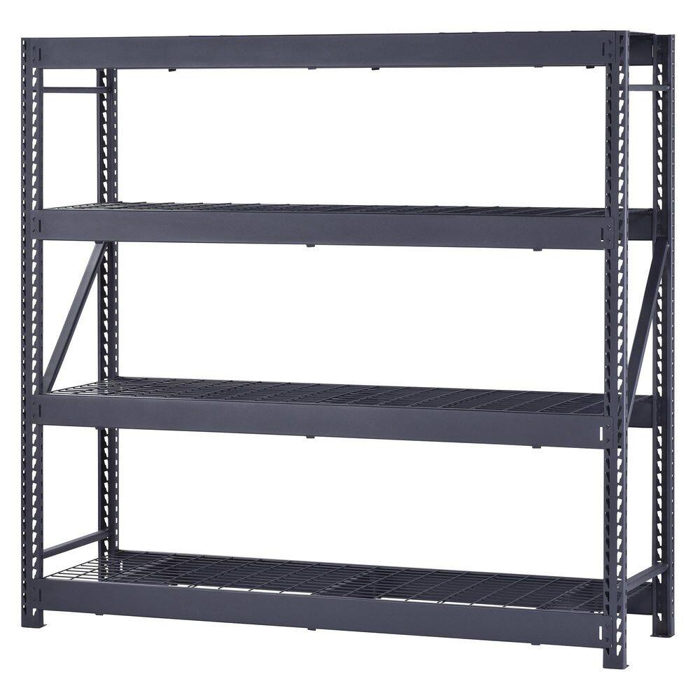 Husky 4-Shelf Metal Industrial Duty Freestanding Garage Storage Shelving Unit in Black (77 in. W x 72 in. H x 24 in. D) N2W772472W4B