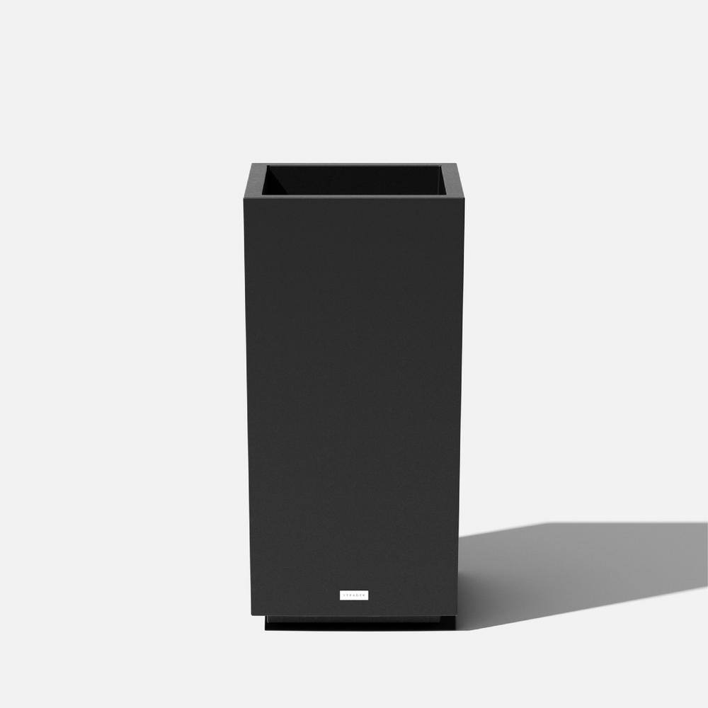 Veradek Block Medium Black Plastic Square Planter with Drainage Holes (15.5 in. L x 15.5 in. W x 32 in. H) PEDVTLB