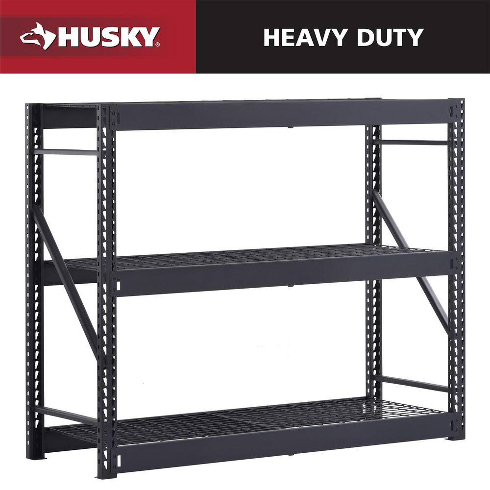 Husky 3-Shelf Metal Industrial Duty Freestanding Garage Storage Shelving Unit in Black (65 in. W x 54 in. H x 24 in. D) N2W652454W3B