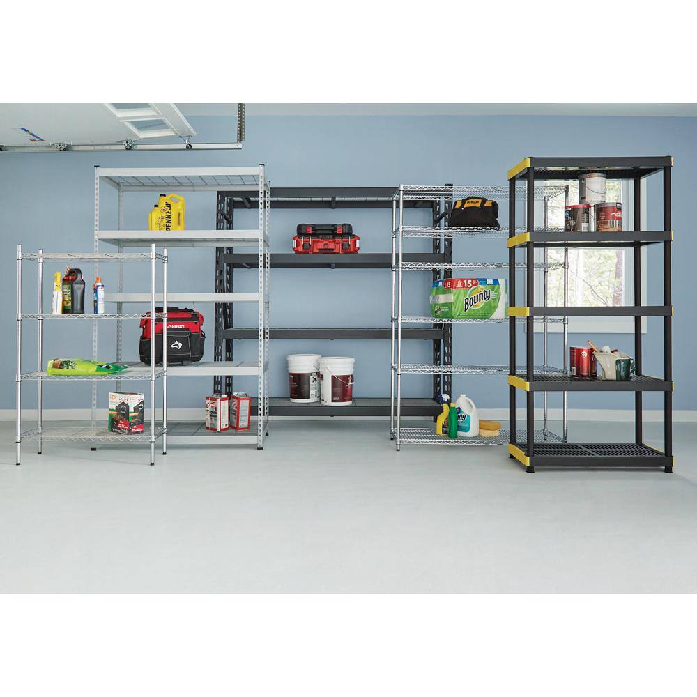 HDX 5-Tier Easy Assembly Multi-purpose Plastic Garage Storage Shelving Unit in Black (36 in. W x 74 in. H x 18 in. D) 241592