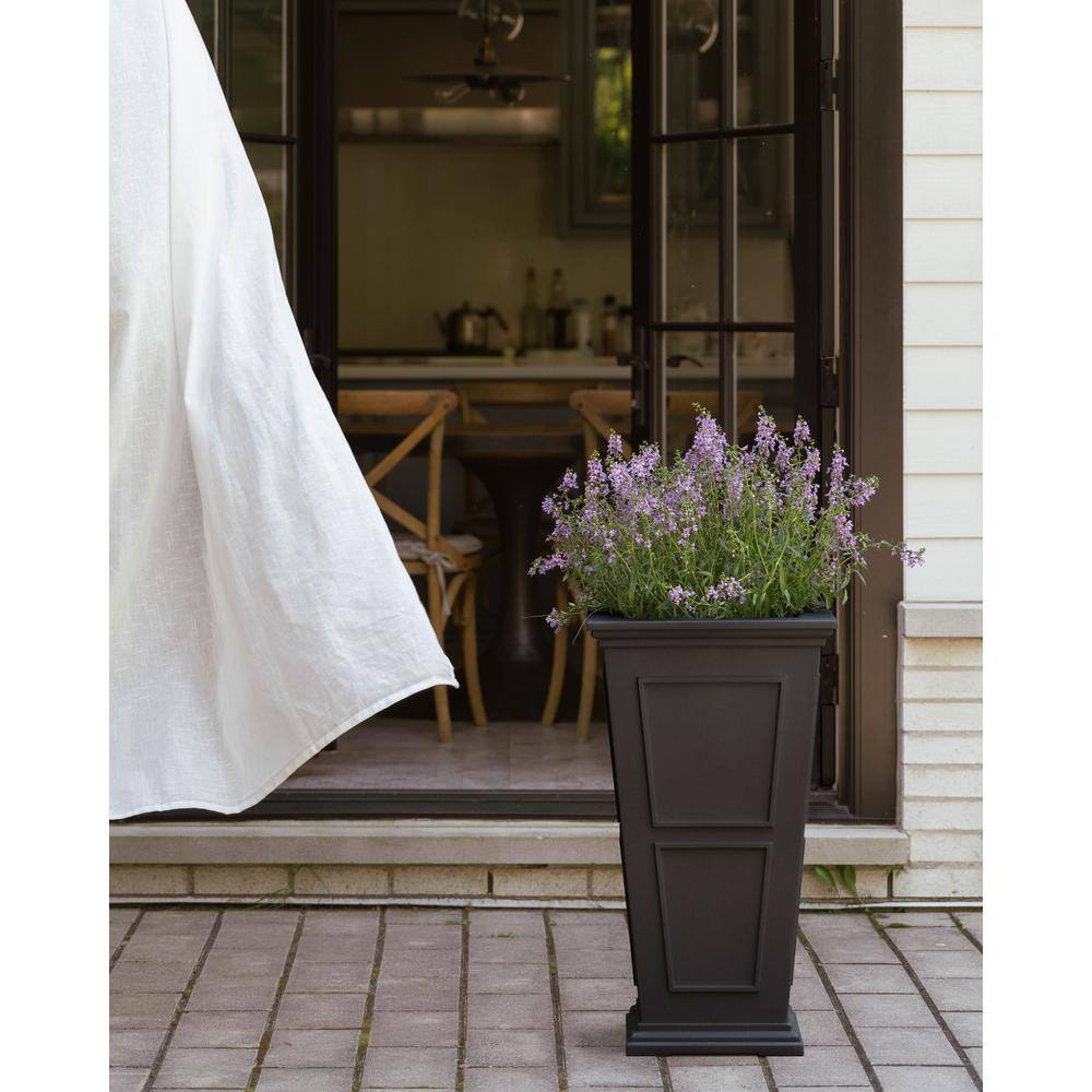 Veradek Brixton Medium Black Plastic Tapered Planter with Drainage Holes (14.75 in. L x 14.75 in. W x 26 in. H) (2-Pack) BXVTL26B-2PK