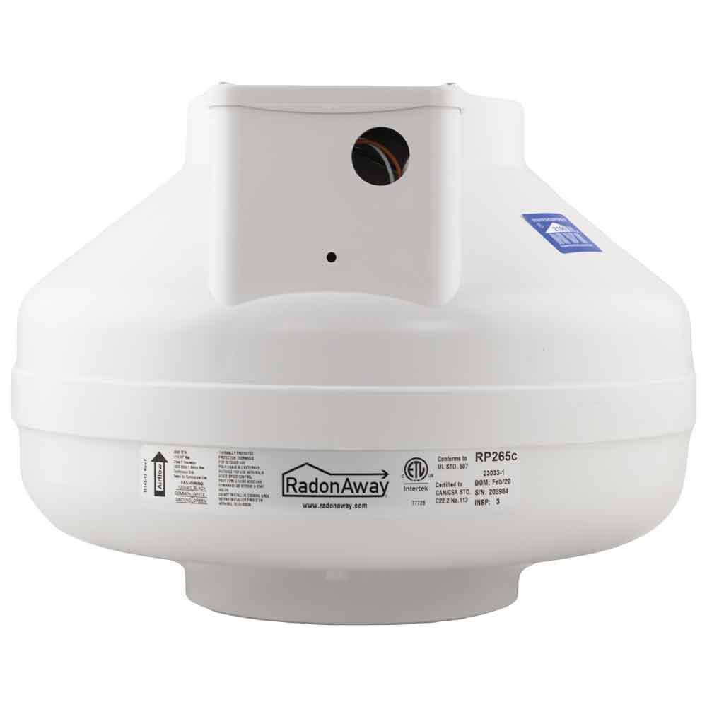 RadonAway RP265C 6 in. Inlet and Outlet Inline Radon Fan in White with 2.3 in. Maximum Operating Pressure 23033-1