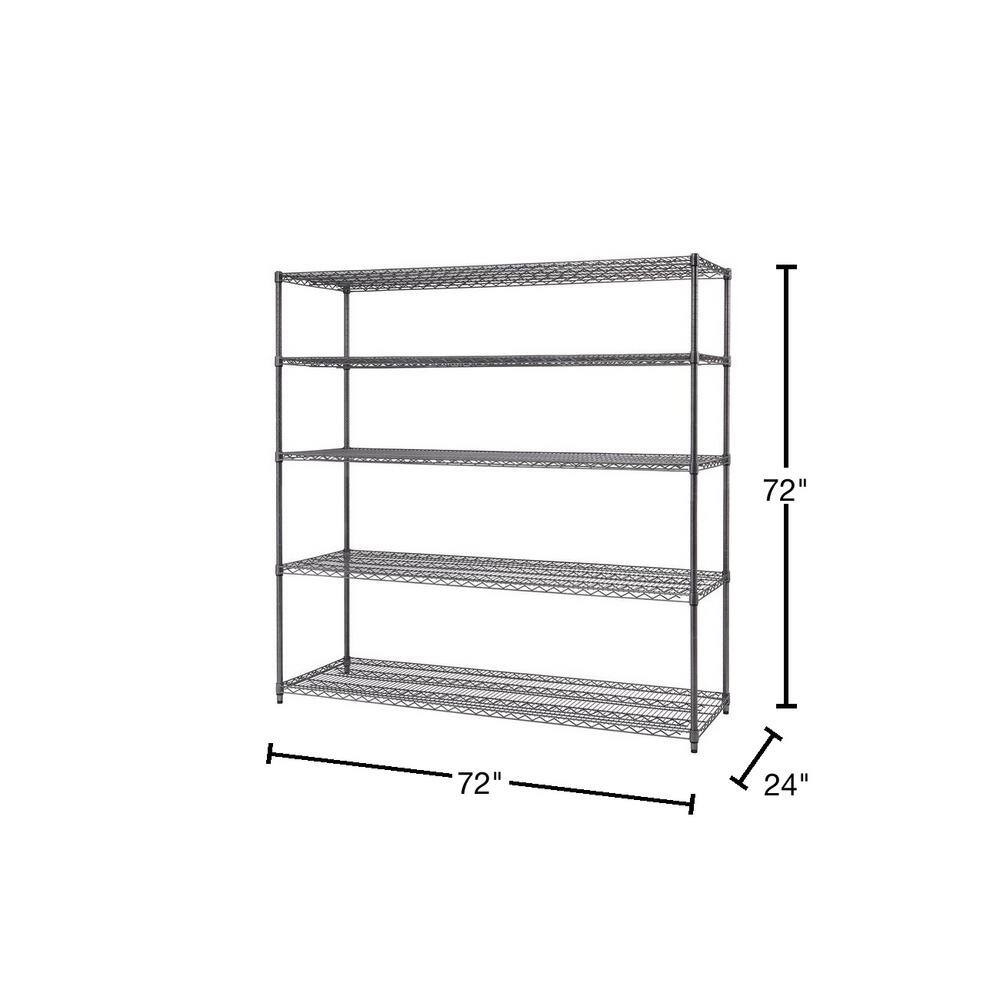 TRINITY PRO Black 5-Tier Steel Wire Garage Storage Shelving Unit (72 in. W x 72 in. H x 24 in. D) TBFPBA-0948