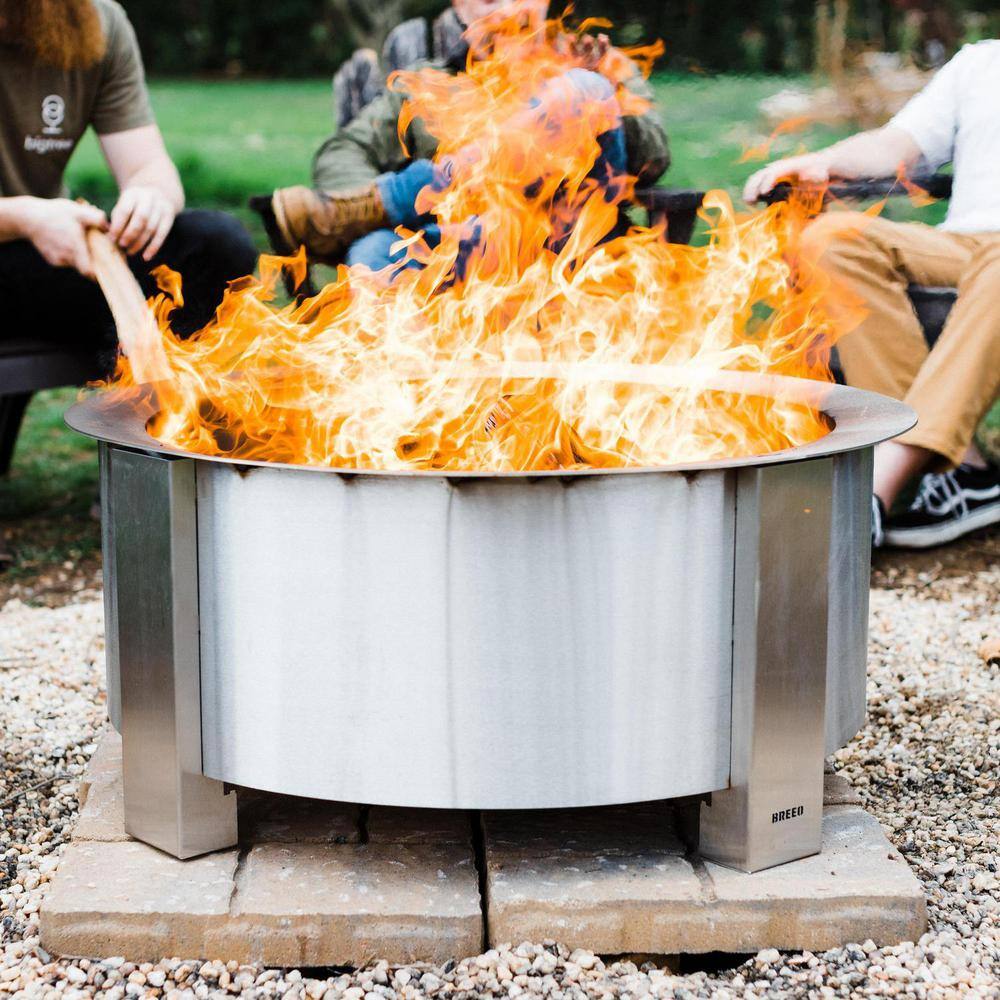 Breeo X Series 30 Smokeless Fire Pit-Heavy-Gauge Steel Material-Compatible with Cooking and Grilling-Stainless Steel BR-X30S