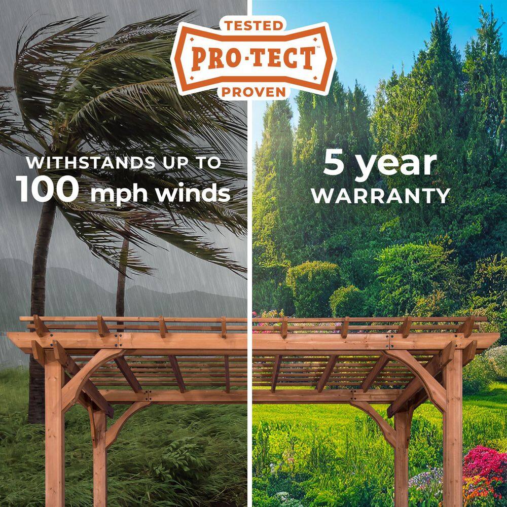 Backyard Discovery Beaumont 16 ft. x 12 ft. Light Brown Traditional Outdoor All Cedar Wood Patio Pergola Shade Structure with Electric 2101562COM