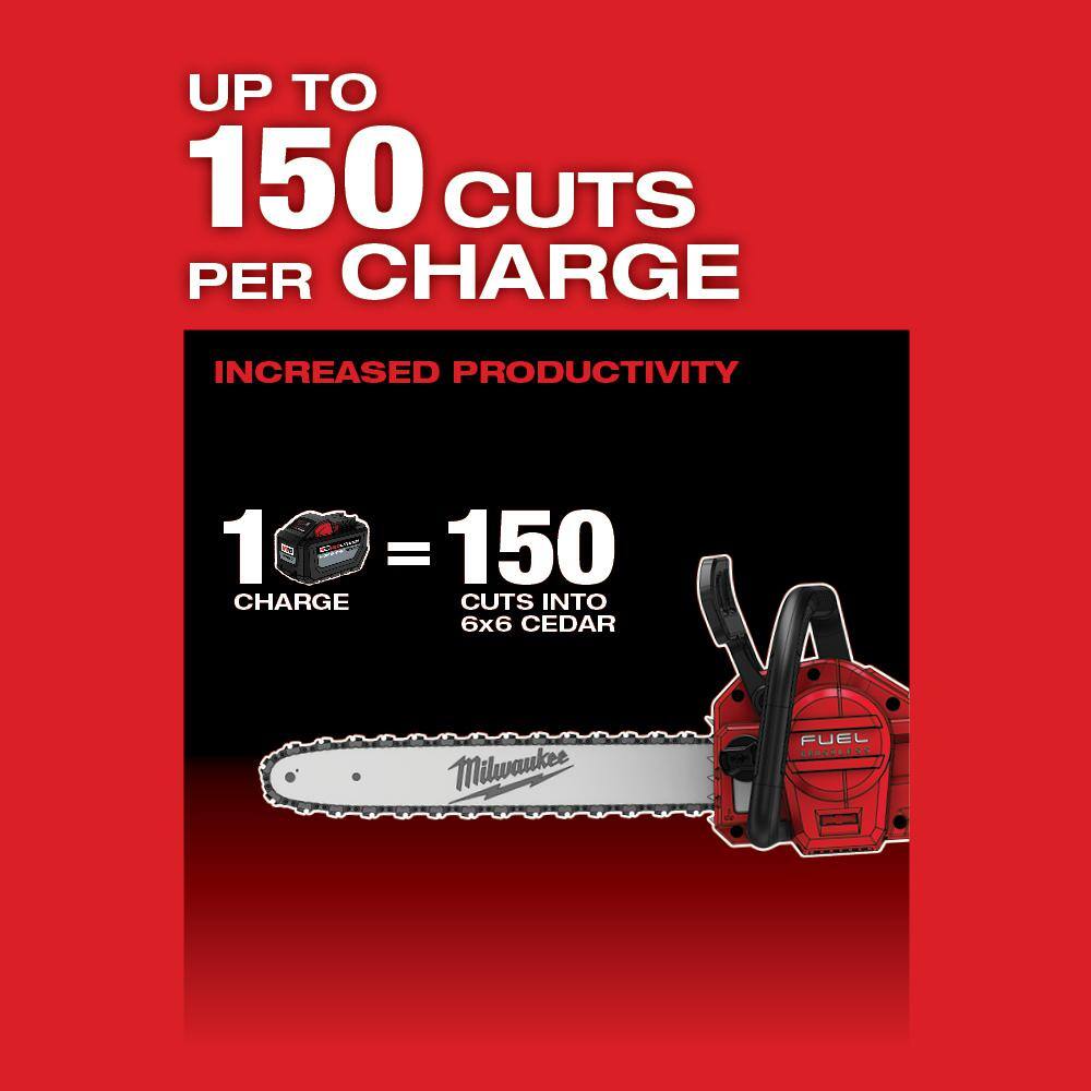 Milwaukee M18 FUEL 18V Lithium-Ion Brushless Battery 16 in. Chainsaw W/ M18 5.0Ah 2727-20-48-11-1850